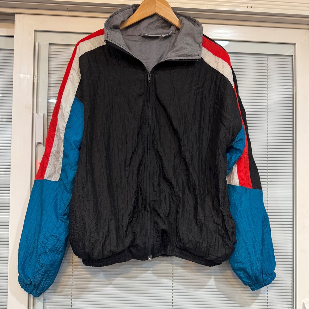 MacGregor Vintage 90s Colorblock Windbreaker Jacket Mens Medium Black Blue Red